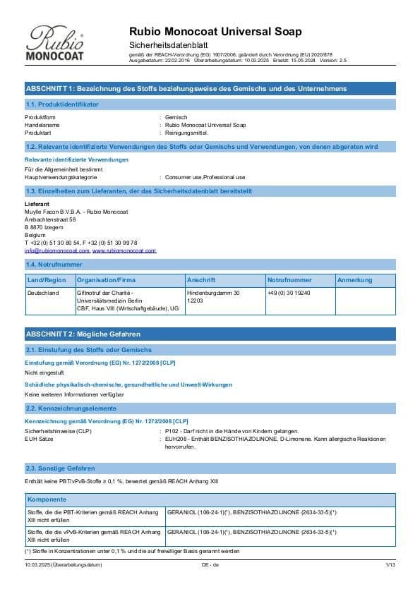 MSDS Universal Soap - Germany - DE