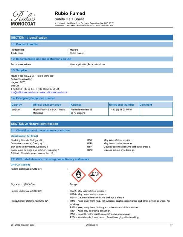 MSDS Fumed - Canada - EN