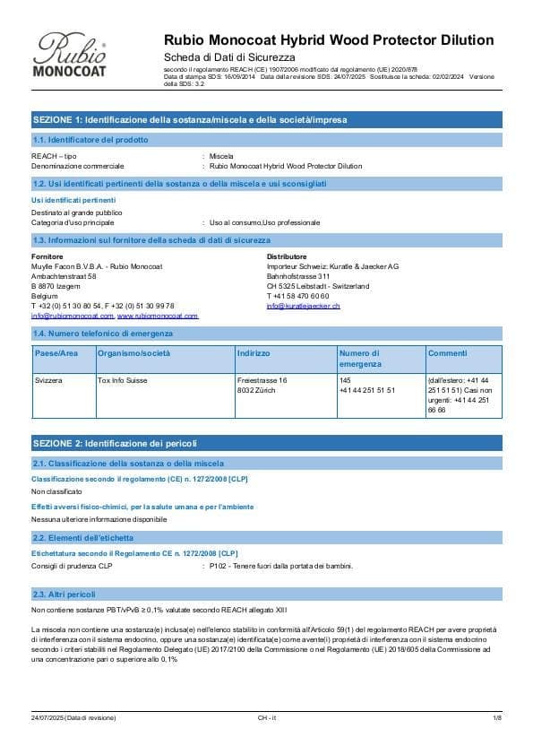 MSDS Hybrid Wood Protector Dilution - Switzerland - IT