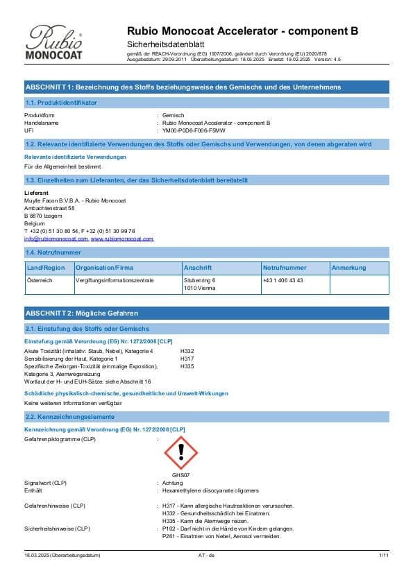 MSDS Accelerator Comp. B - Austria - DE