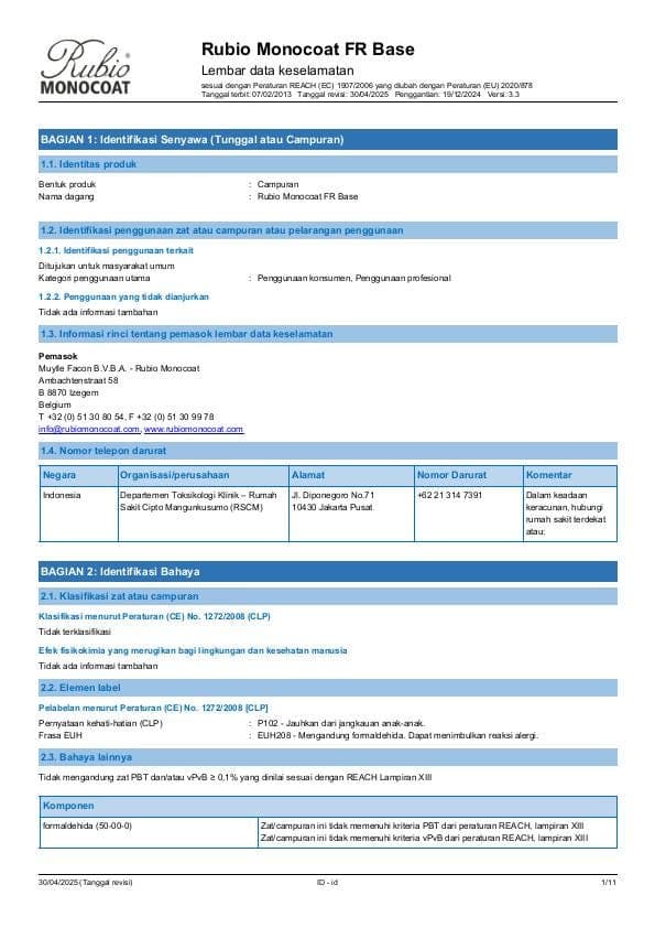 MSDS FR Base - Indonesia - ID