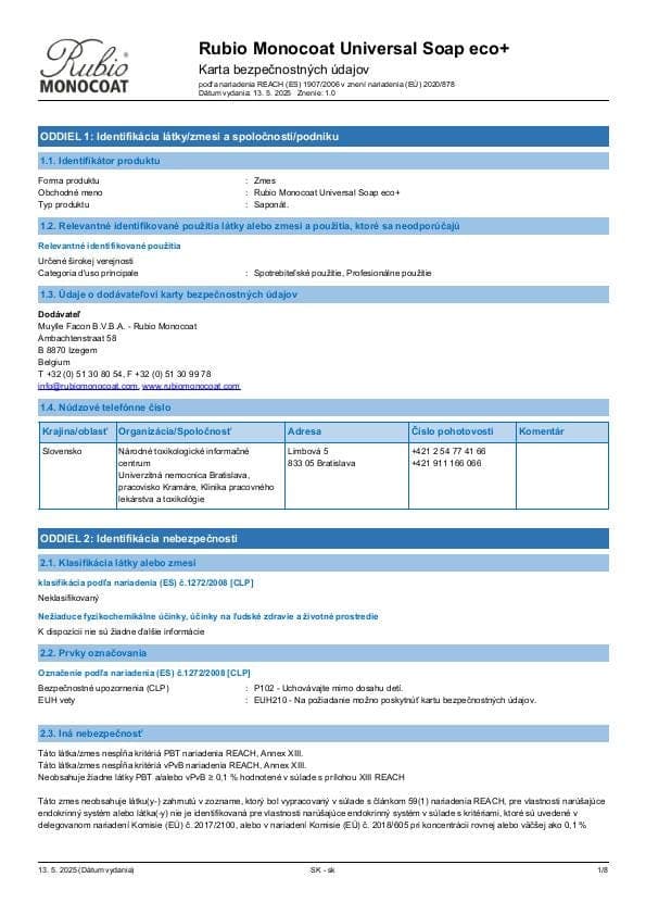 MSDS Universal Soap Eco+ - Slovakia - SK