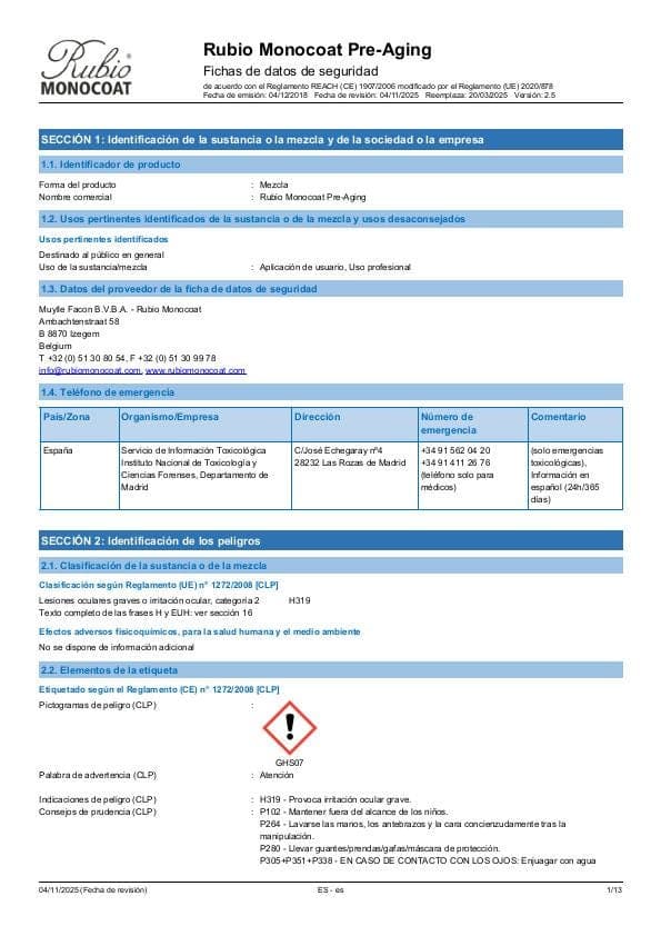MSDS Pre-Aging - Spain - ES
