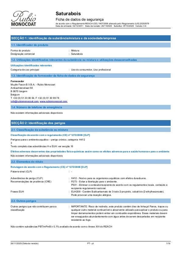 MSDS Saturabois - Portugal - PT
