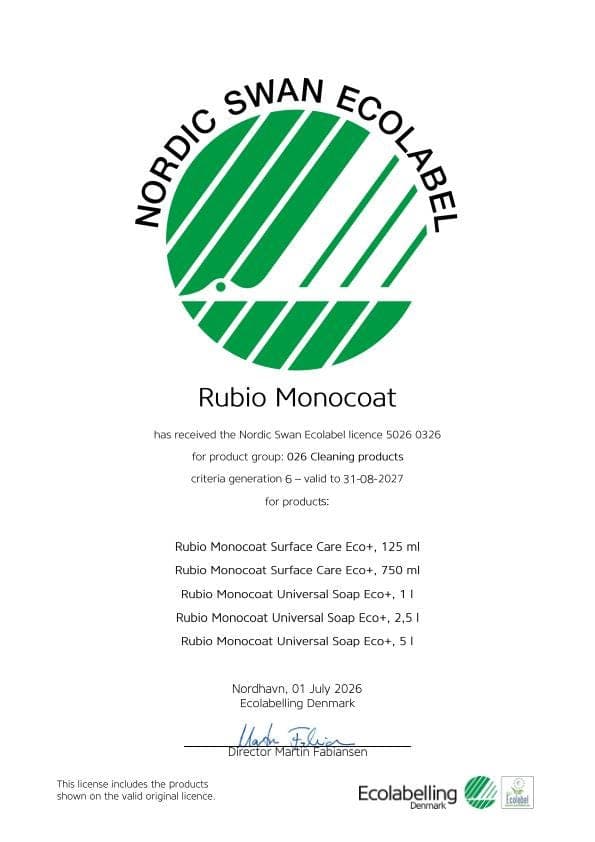Nordic Swan Ecolabel certification for Universal Soap Eco+ and Surface Care Eco+