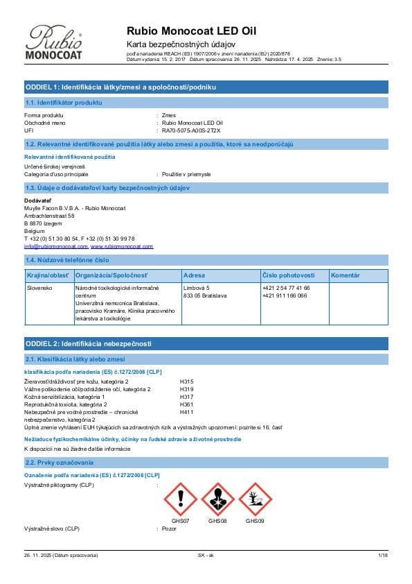 MSDS LED Oil - Slovakia - SK