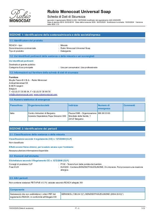 MSDS Universal Soap - Italy - IT