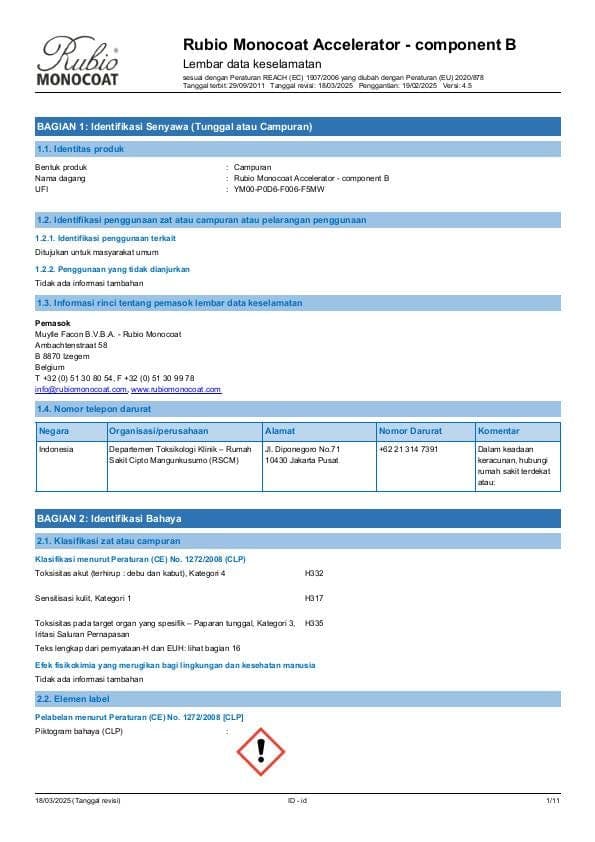 MSDS Accelerator Comp. B - Indonesia - ID