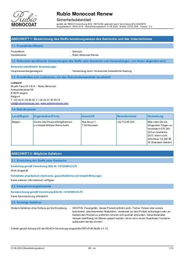 MSDS Renew - Belgium - DE