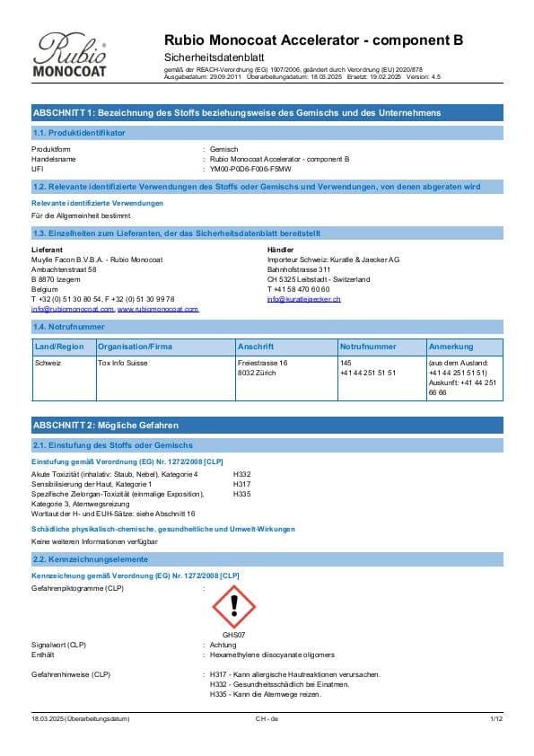 MSDS Accelerator Comp. B - Switzerland - DE