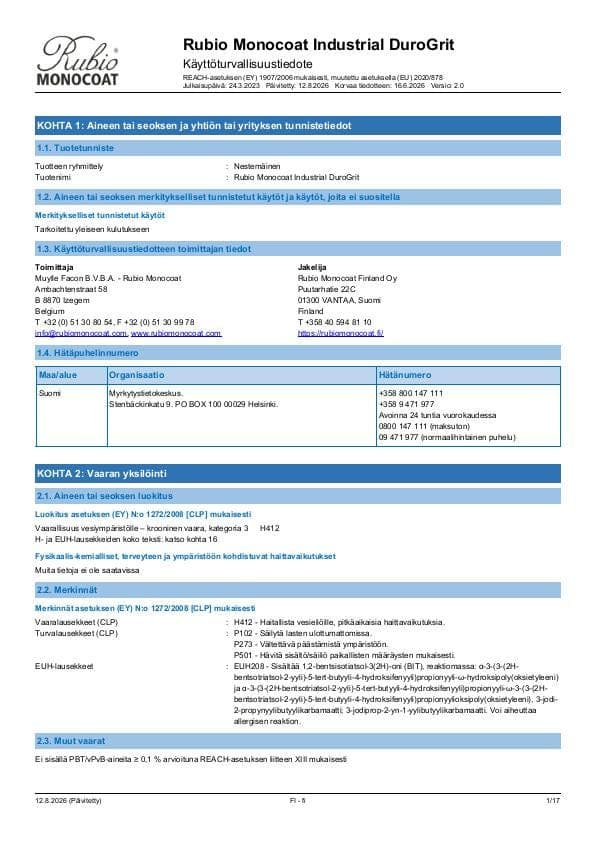 MSDS DuroGrit Industrial Industrial - Finland - FI
