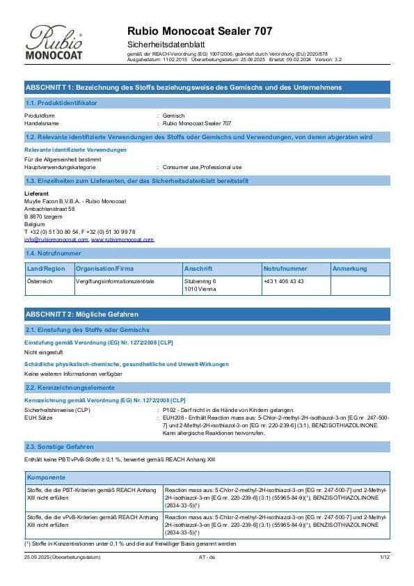 MSDS Sealer 707 - Austria - DE