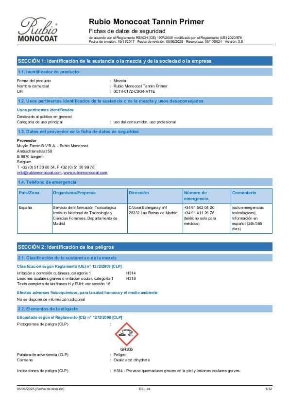 MSDS Tannin Primer - Spain - ES