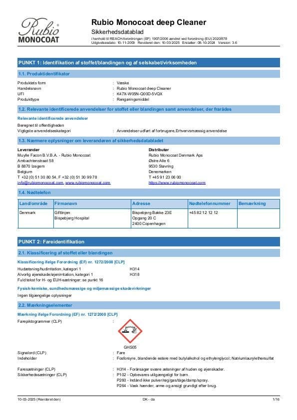 MSDS Deep Cleaner - Denmark - DA