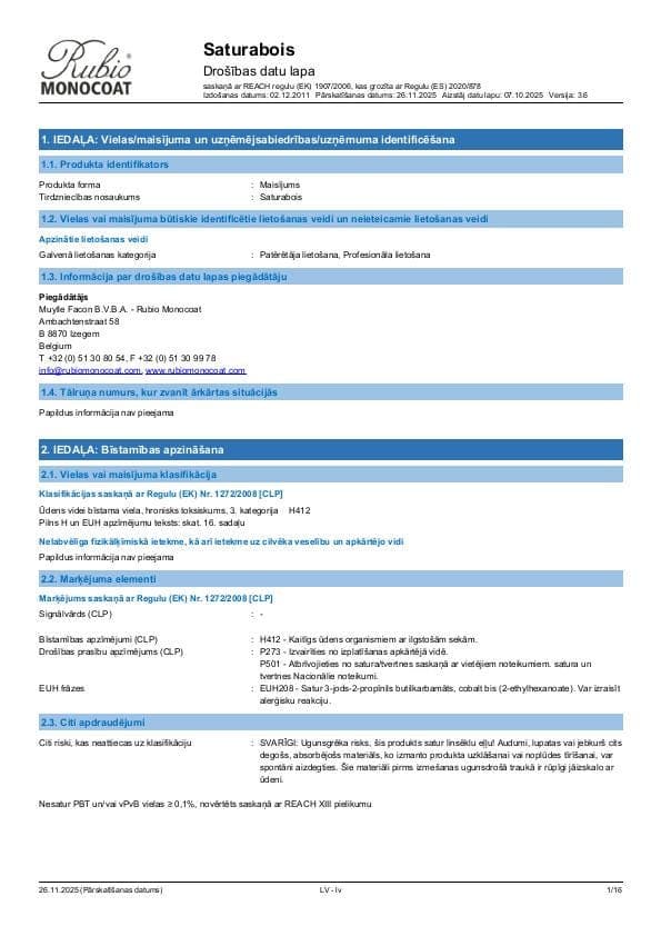 MSDS Saturabois - Latvia - LV