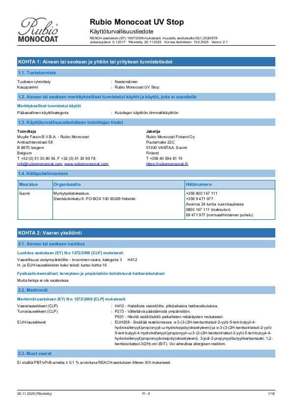 MSDS UV Stop - Finland - FI