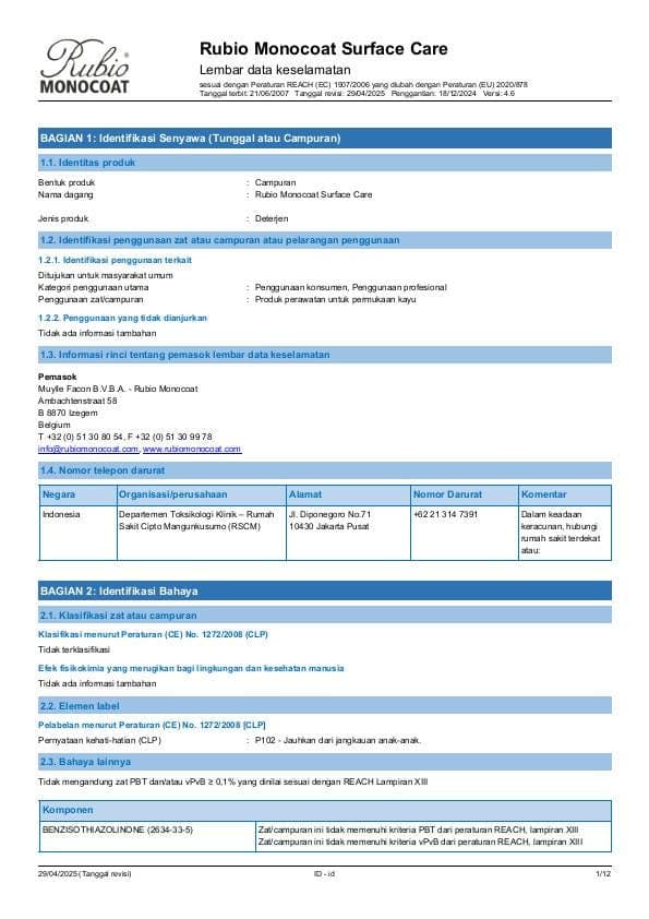 MSDS Surface Care - Indonesia - ID