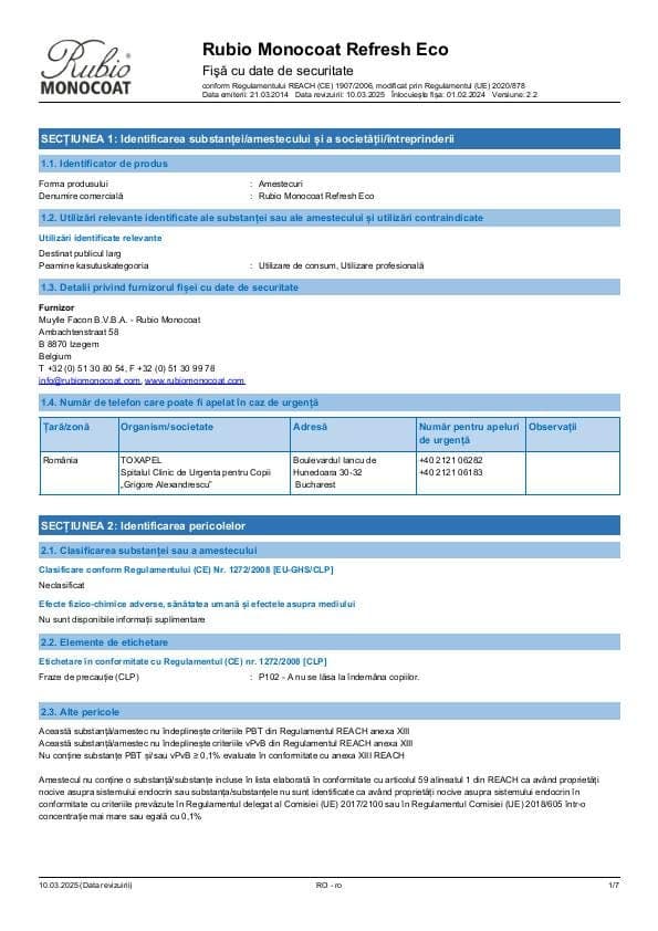 MSDS Refresh Eco - Romania - RO