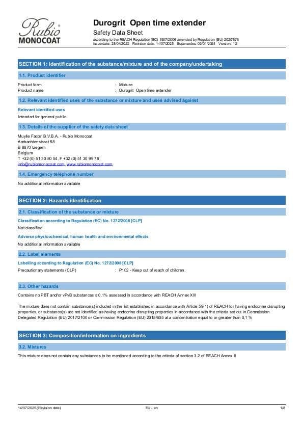 MSDS Open Time Extender - EU - EN