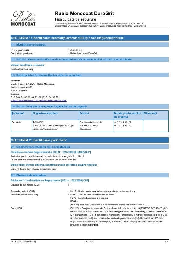 MSDS DuroGrit - Romania - RO