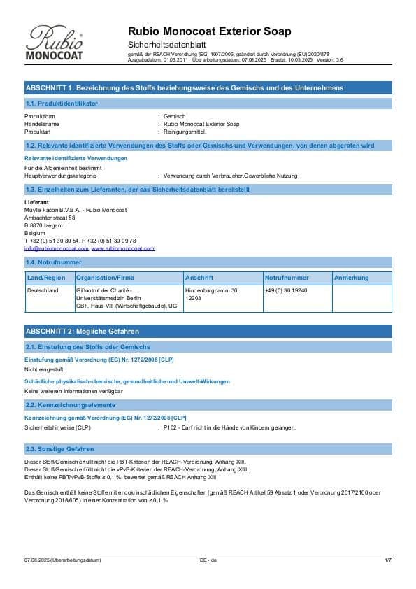MSDS Exterior Soap - Germany - DE