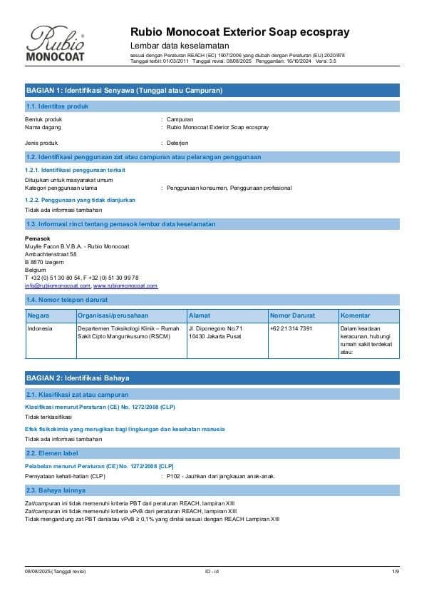 MSDS Exterior Soap Ecospray - Indonesia - ID