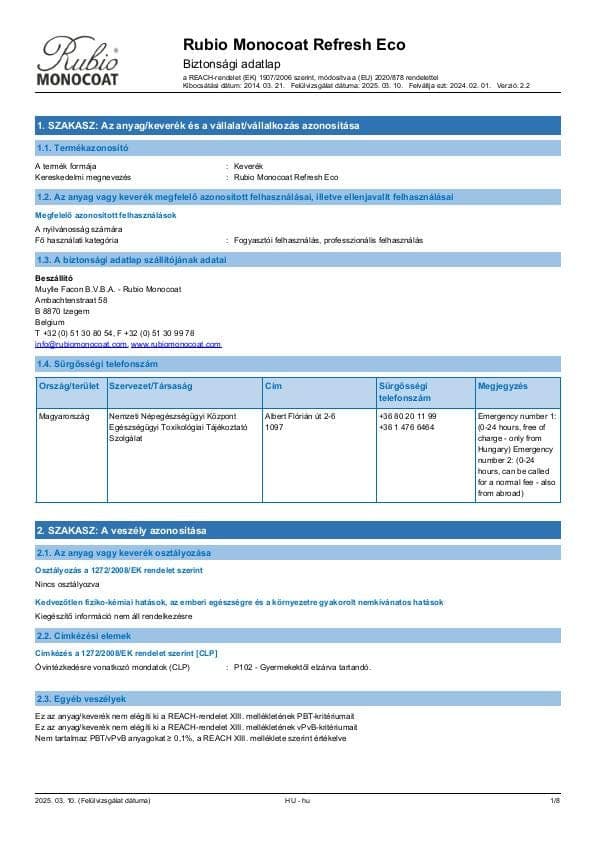 MSDS Refresh Eco - Hungary - HU