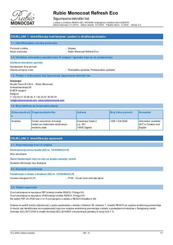 MSDS Refresh Eco - Croatia - HR