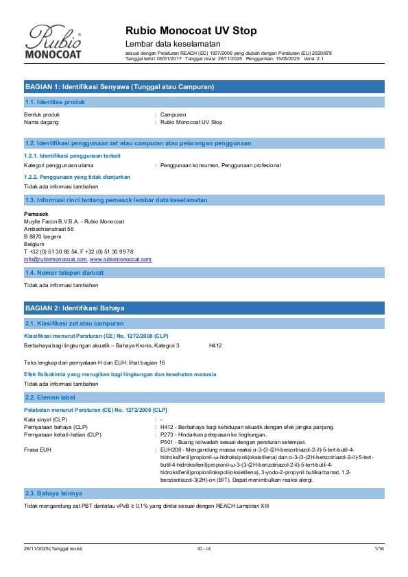 MSDS UV Stop - Indonesia - ID