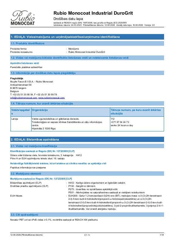 MSDS DuroGrit Industrial Industrial - Latvia - LV