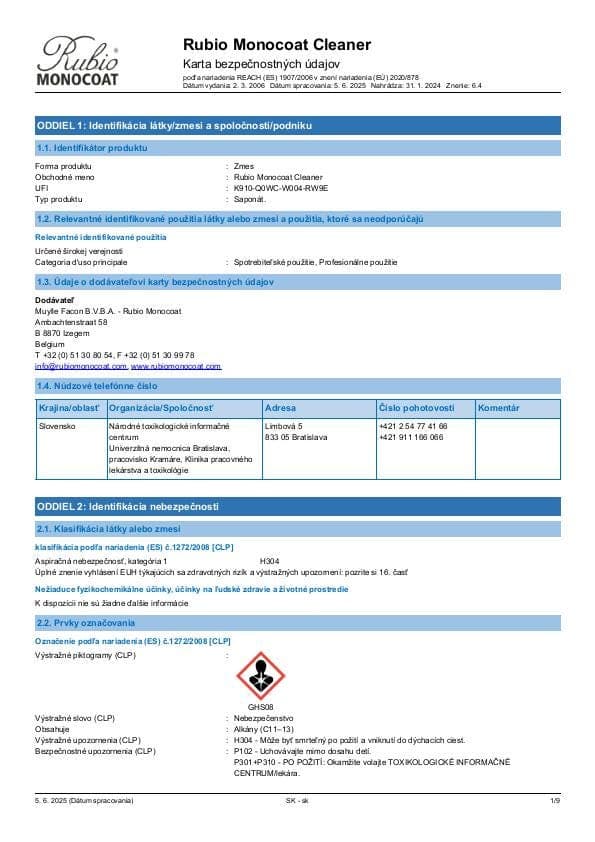 MSDS Cleaner - Slovakia - SK