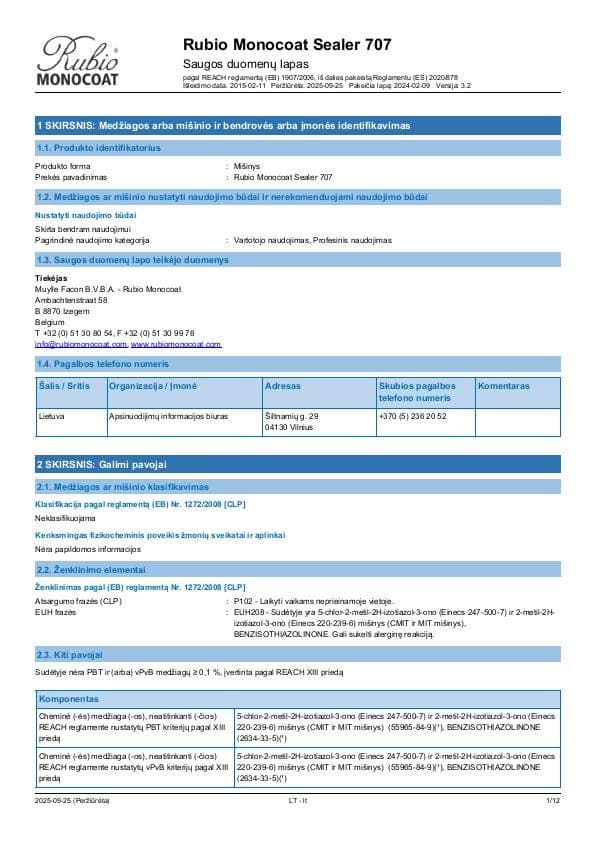 MSDS Sealer 707 - Lithuania - LT