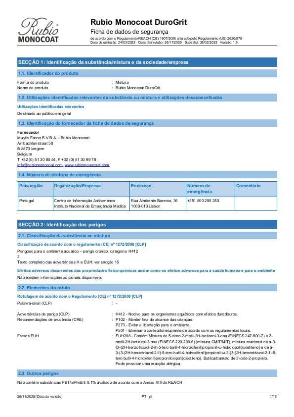 MSDS DuroGrit - Portugal - PT
