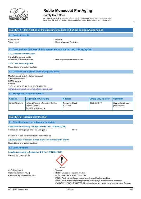 MSDS Pre-Aging - United Kingdom - EN