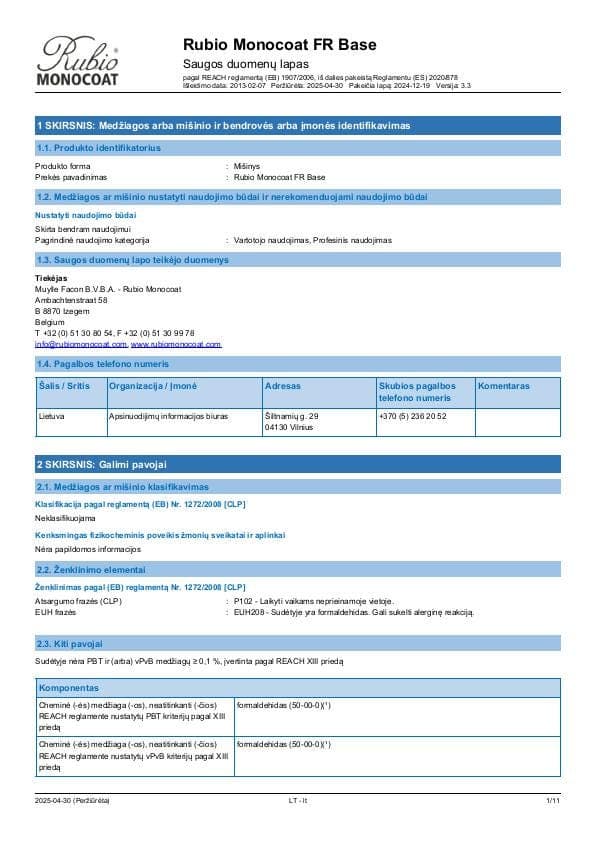 MSDS FR Base - Lithuania - LT
