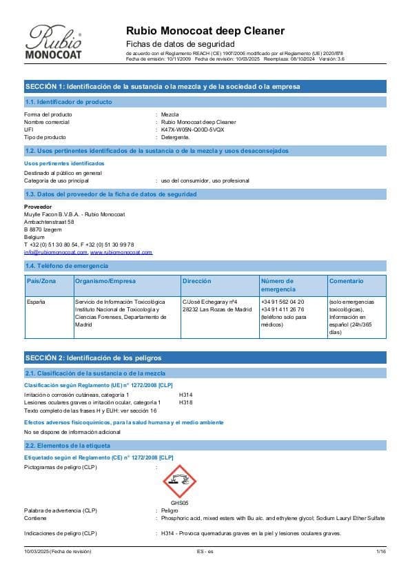MSDS Deep Cleaner - Spain - ES