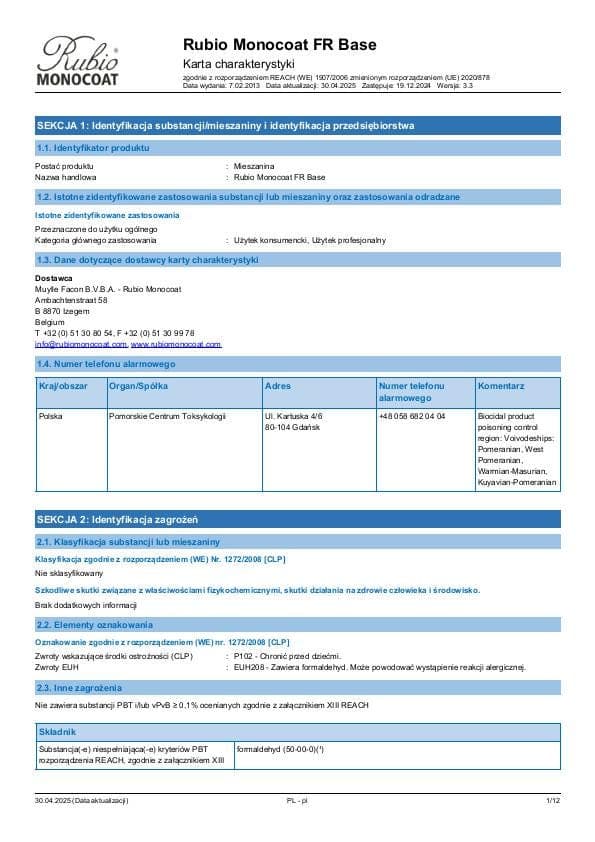 MSDS FR Base - Poland - PL