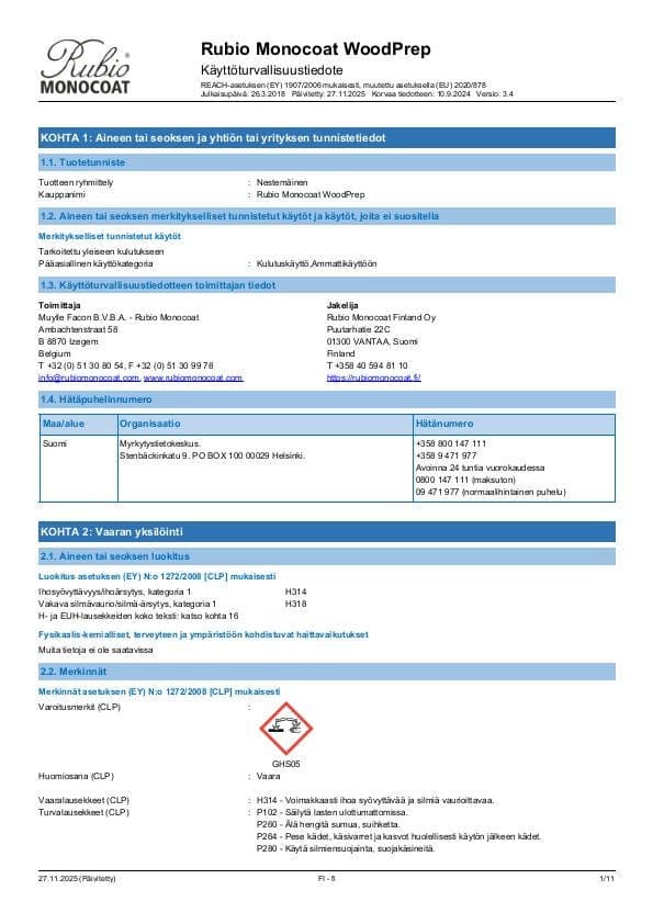 MSDS WoodPrep - Finland - FI