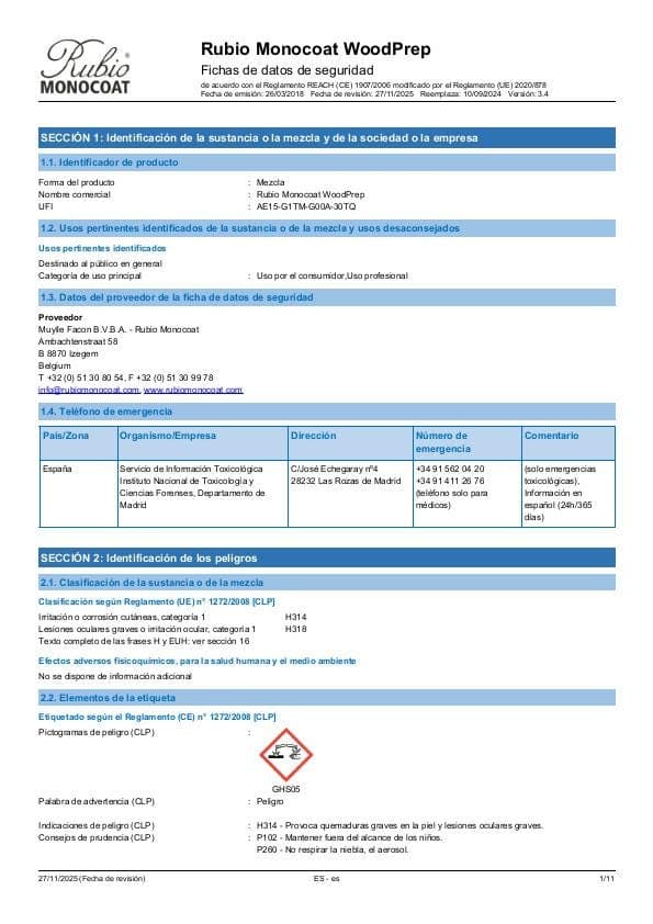 MSDS WoodPrep - Spain - ES
