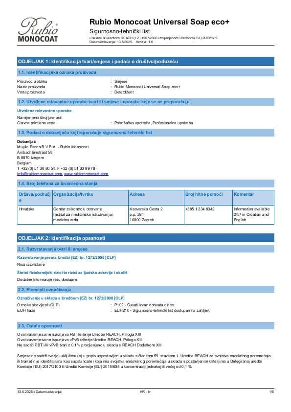 MSDS Universal Soap Eco+ - Croatia - HR