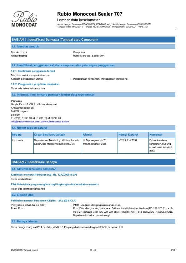 MSDS Sealer 707 - Indonesia - ID