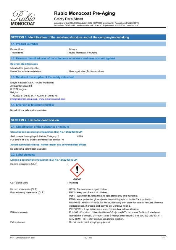 MSDS Pre-Aging - EU - EN