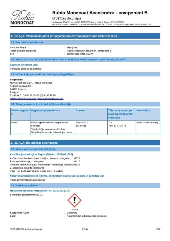 MSDS Accelerator Comp. B - Latvia - LV
