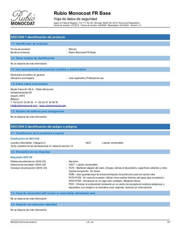 MSDS FR Base - USA - ES_MX