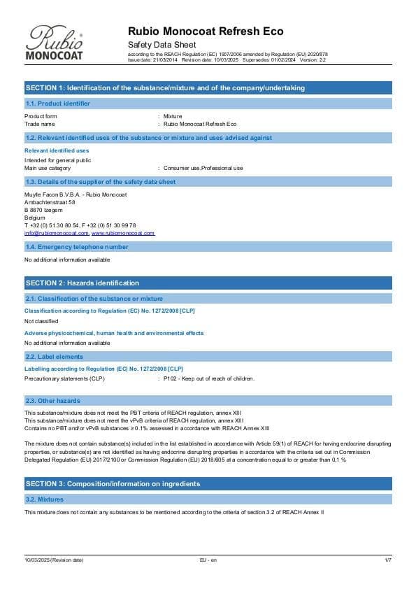 MSDS Refresh Eco - EU - EN