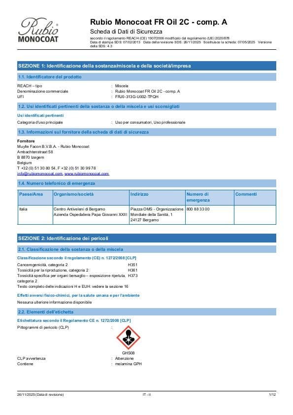 MSDS FR Oil 2C Comp. A - Italy - IT