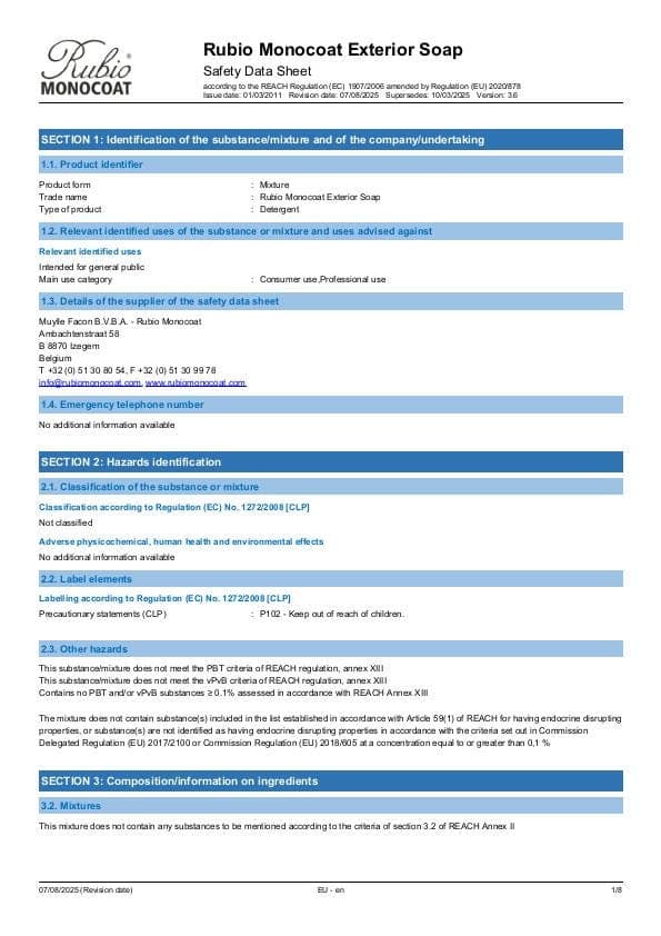 MSDS Exterior Soap - EU - EN