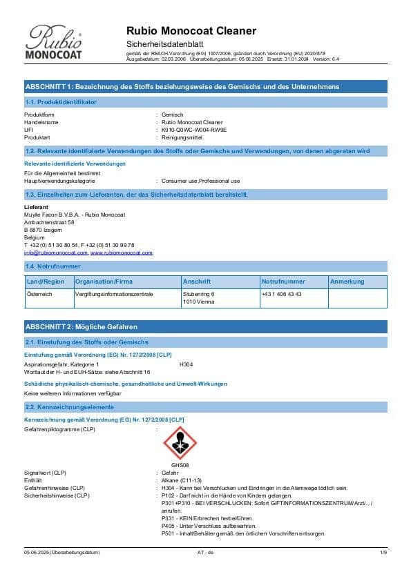 MSDS Cleaner - Austria - DE