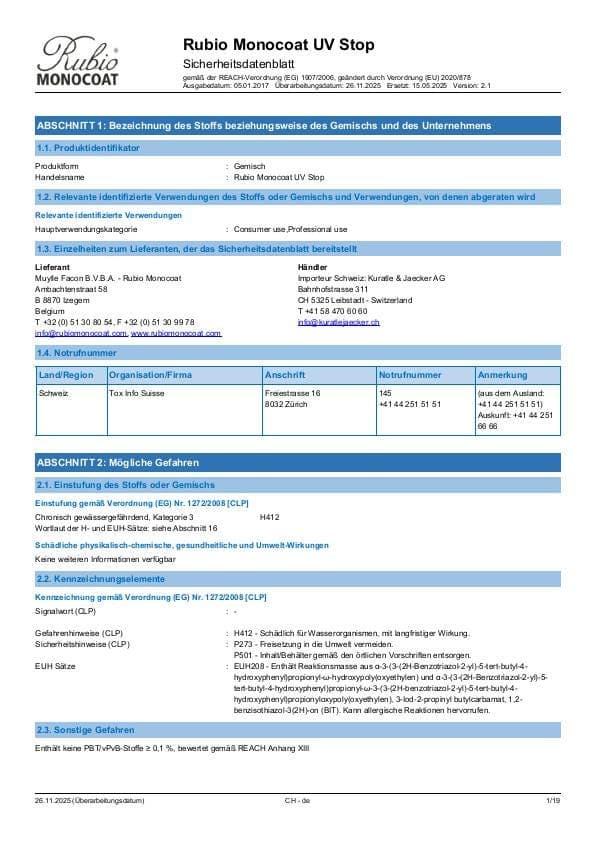 MSDS UV Stop - Switzerland - DE