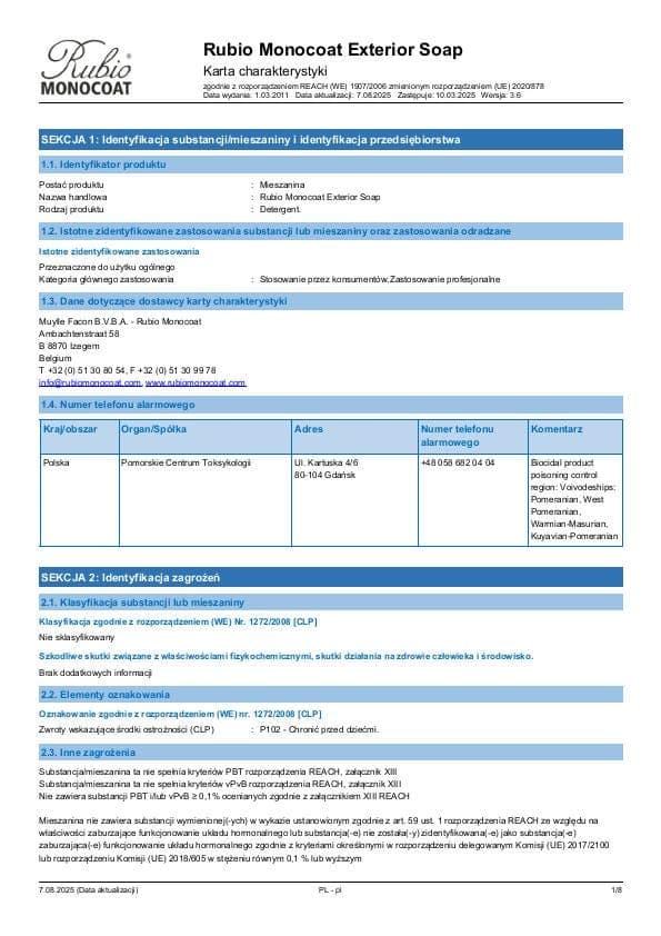 MSDS Exterior Soap - Poland - PL